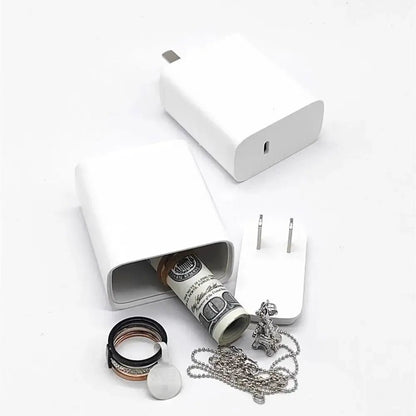 Secret Hidden Storage Cash Box Safe Fake Charger Plug – Cargador Falso con Compartimento Secreto para Esconder Objetos de Valor - unpocodetodo