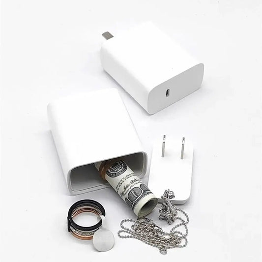 Secret Hidden Storage Cash Box Safe Fake Charger Plug – Cargador Falso con Compartimento Secreto para Esconder Objetos de Valor - unpocodetodo